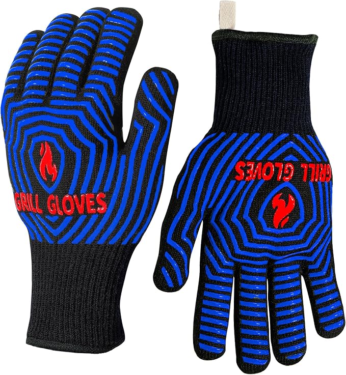 QUWIN BBQ Gloves, Oven Gloves 1472℉ Extreme Heat Resistant, Grilling Gloves by QUWIN