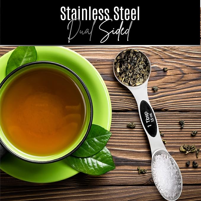 Nextop Stainless Steel Magnetic Measuring Spoons Set – 9 Pieces Dual-Sided - Image 2