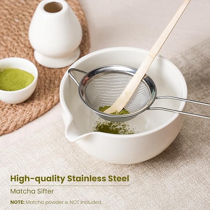 Matcha Whisk Set, Ceramic Bowl Matcha Kit & Handcrafted Bamboo Chasen, Complete - Image 4