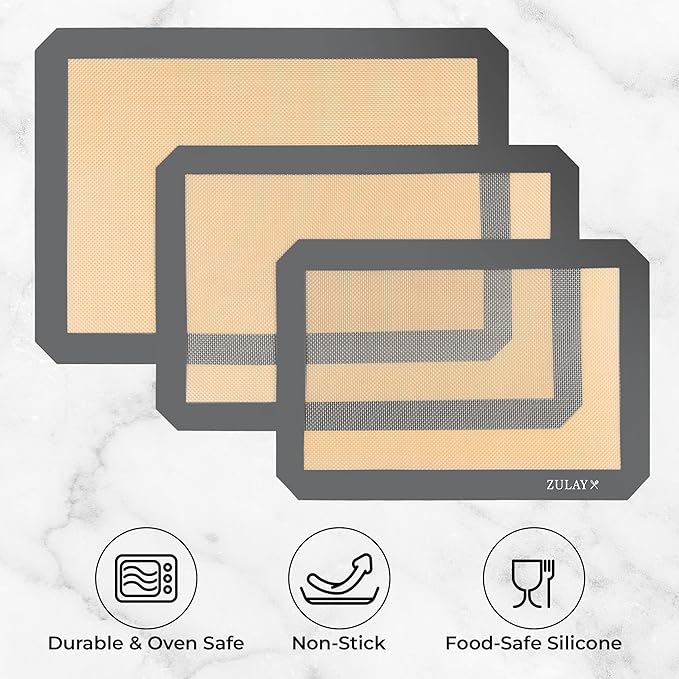 Zulay Kitchen Silicone Baking Mat Sheet 3-Pack - Image 2