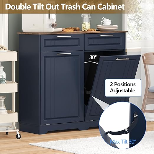 Double 10 Gallon Tilt Out Trash Can Cabinet - Image 4