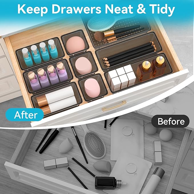 ElegantArray 12-Piece Drawer Organizer Set, 4 Sizes Versatile Plastic Vanity - Image 6