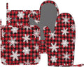 Red Black Buffalo Plaid Oven Mitts and Pot Holders Set by Unknown