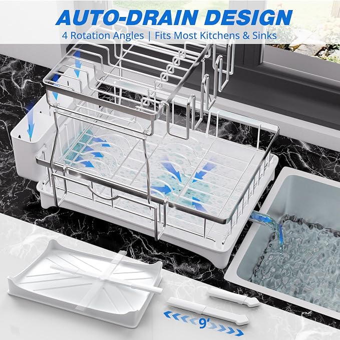 Godboat Dish Drying Rack, 2-Tier Dish Rack - Image 4