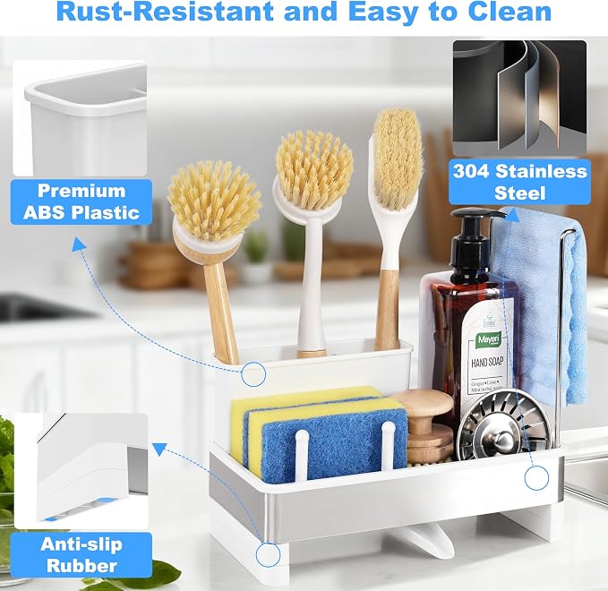 Kitchen Sink Caddy Organizer, Stainless Steel Sponge Holder, Kitchen Caddy Sink - Image 4