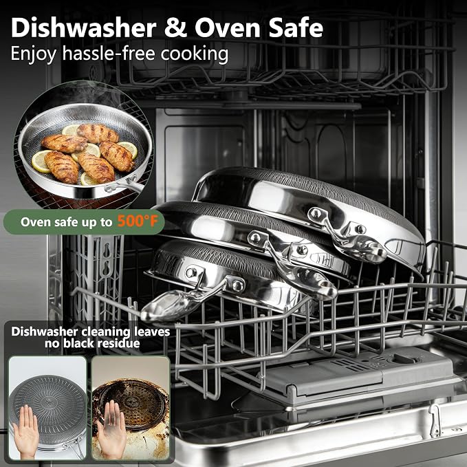 Non Stick Frying Pans, 12-inch Hybrid Frying Pans Nonstick Stainless Steel - Image 7