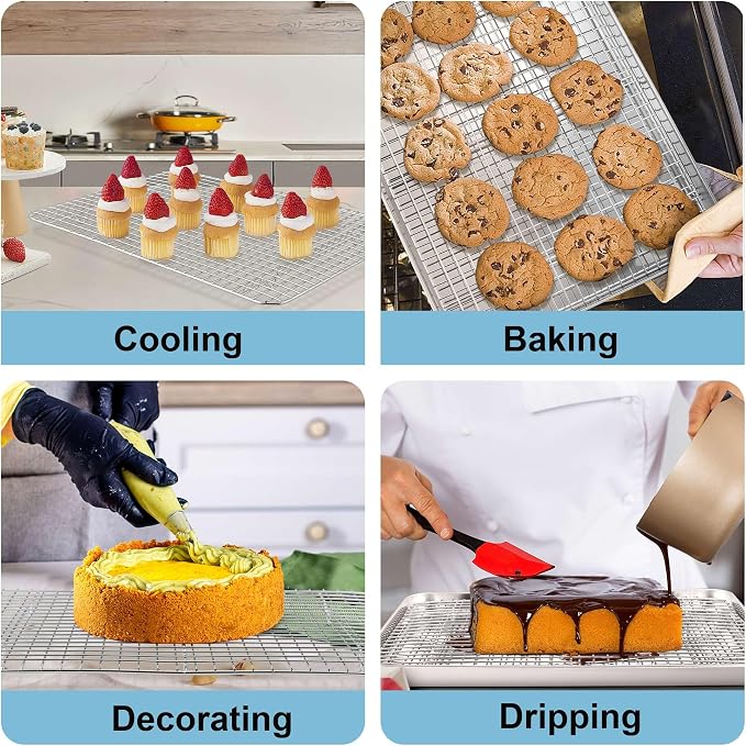 TeamFar Cookie Sheets with Cooling Racks, 17.6 x 13 x 1 Inch Stainless Steel - Image 4