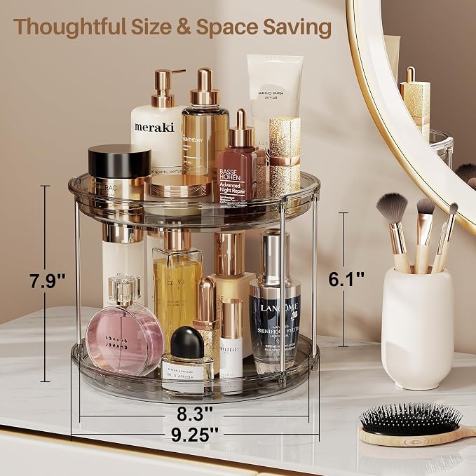 LAMU 2 Pack 2 Tier Lazy Susan Turntable Organizer 9.25'' Rotating Spice Rack - Image 3
