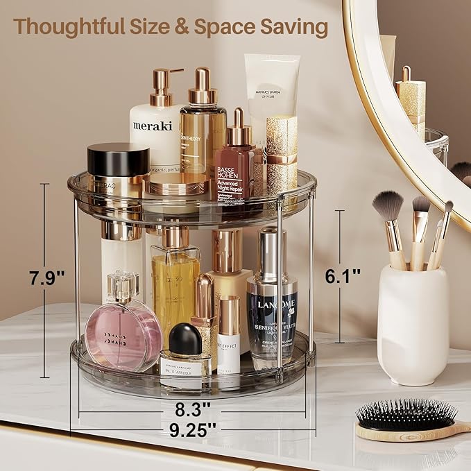 LAMU 2 Tier Lazy Susan Turntable Organizer 9.25'' Rotating Spice Rack - Image 3