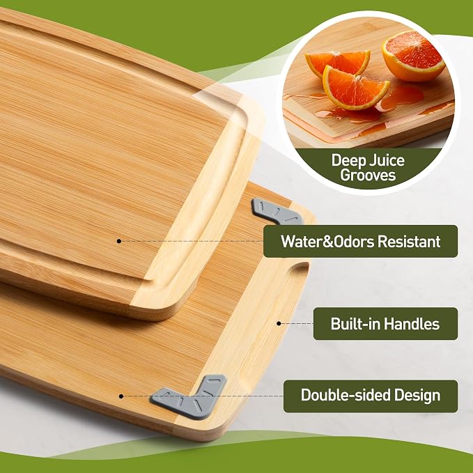 Bamboo Cutting Board Set Non Slip Feet Over Sink Brides Her Wedding Day Bridal - Image 4