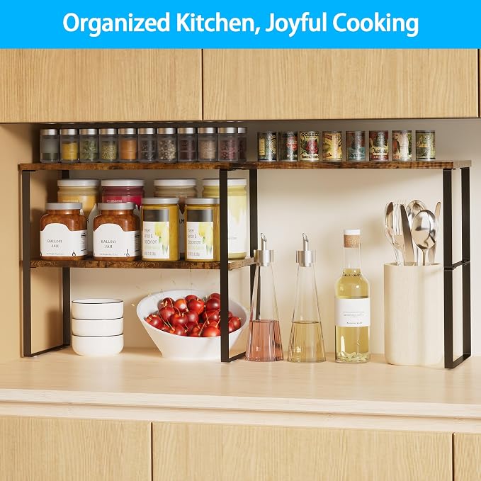 Golener Countertop Organizer Corner Shelf, 2 Tier Adjustable Stackable Corner - Image 3