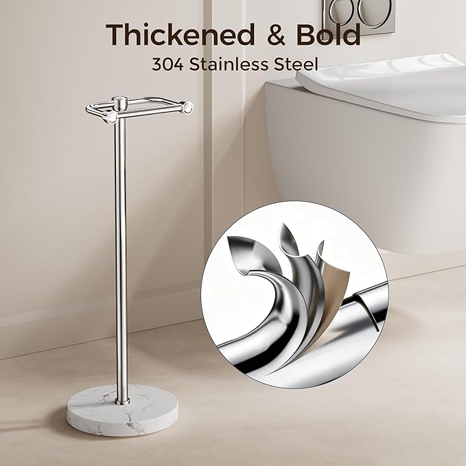 RARXTR Toilet Paper Holder Stand, Bathroom Free Standing Toilet Paper Stand - Image 5