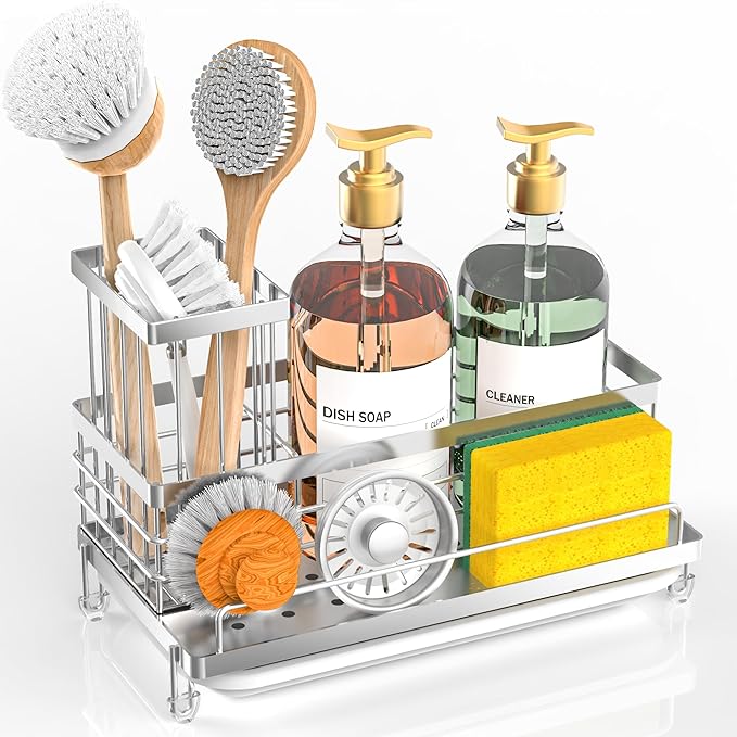 Cisily Stainless Steel Kitchen Sink Caddy Organizer, Sponge Holder by CISILYHOMELIFE