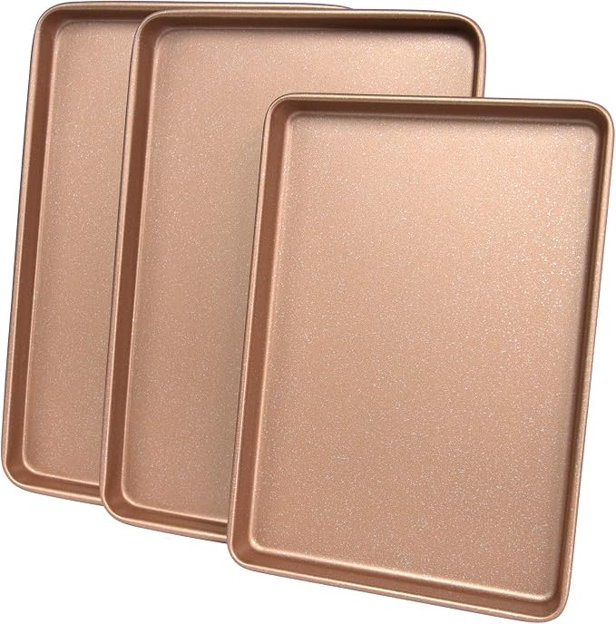 casaWare 3pc Ultimate Commercial Weight Cookie Sheet Set, Two 15 x 10-Inch Pans - Image 2