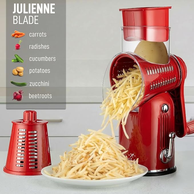 Zulay Kitchen Rotary Cheese Grater 5 Blade Cheese Shredder - Image 7