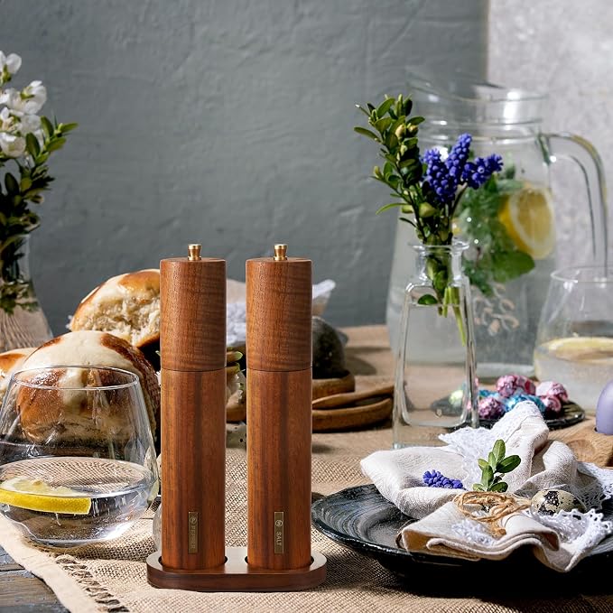 Wooden Salt and Pepper Grinder Set 11.8 Inch Manual Salt and Pepper Mill - Image 7