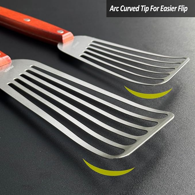 2 Pack Fish Spatula Turner, Stainless Steel Slotted Spatulas - Image 4