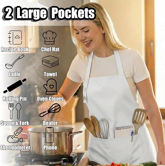 TOSHE Kitchen Apron Waterdrop Resistant Cotton Apron - Image 2