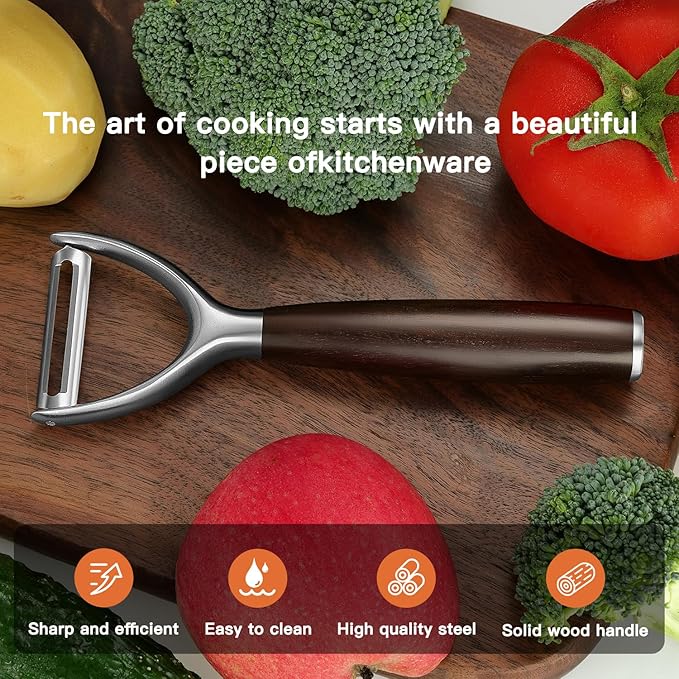 Premium Y Type 304 Stainless Steel Multifunctional Kitchen Peeler Real Wood - Image 5
