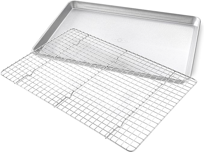 USA Pan Bakeware Half Sheet Baking Pan and Bakeable Nonstick and Cooling Rack - Image 2