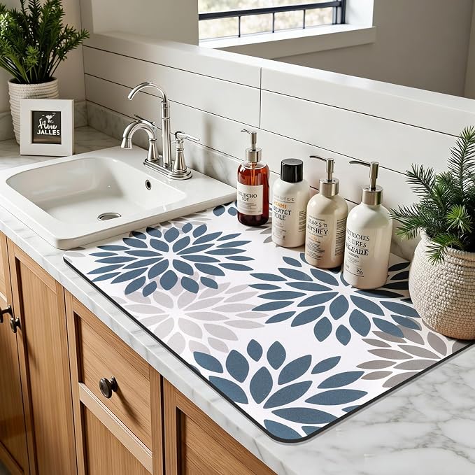 Findosom Floral Dish Drying Mat, Cuttable Drying Mat - Image 7