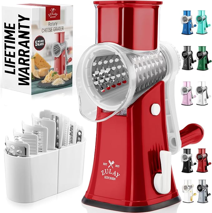 Zulay Kitchen Rotary Cheese Grater 5 Blade Cheese Shredder by ZulayKitchen
