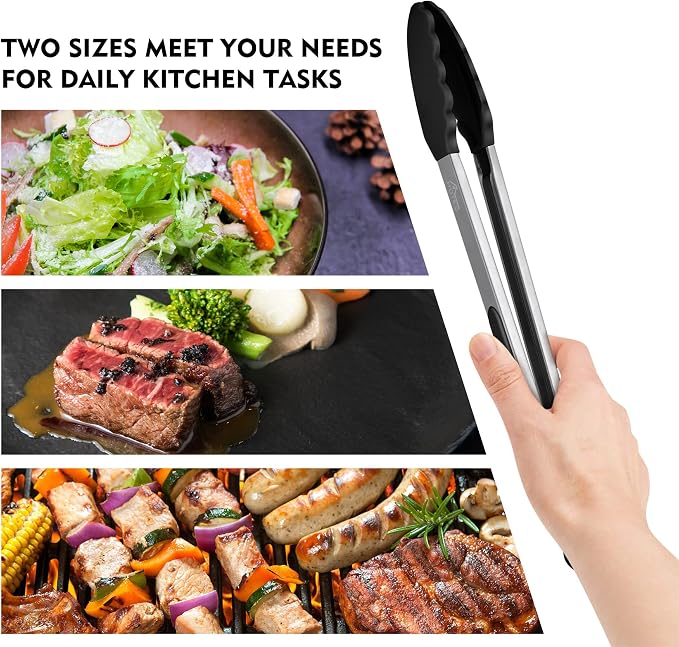 HOTEC Premium Stainless Steel Locking Kitchen Tongs - Image 6