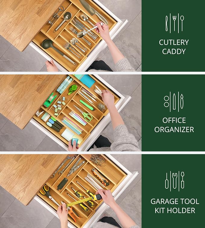 ROYAL CRAFT WOOD Luxury Bamboo Kitchen Drawer Organizer - Image 7