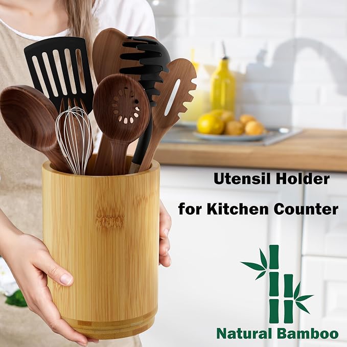 Utensil Holder, Bamboo Kitchen Utensil Holder - Image 3