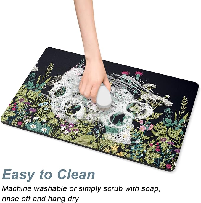 Rnivvi Coffee Mat, Hide Stain Rubber Backed Absorbent Dish Drying Pad - Image 5