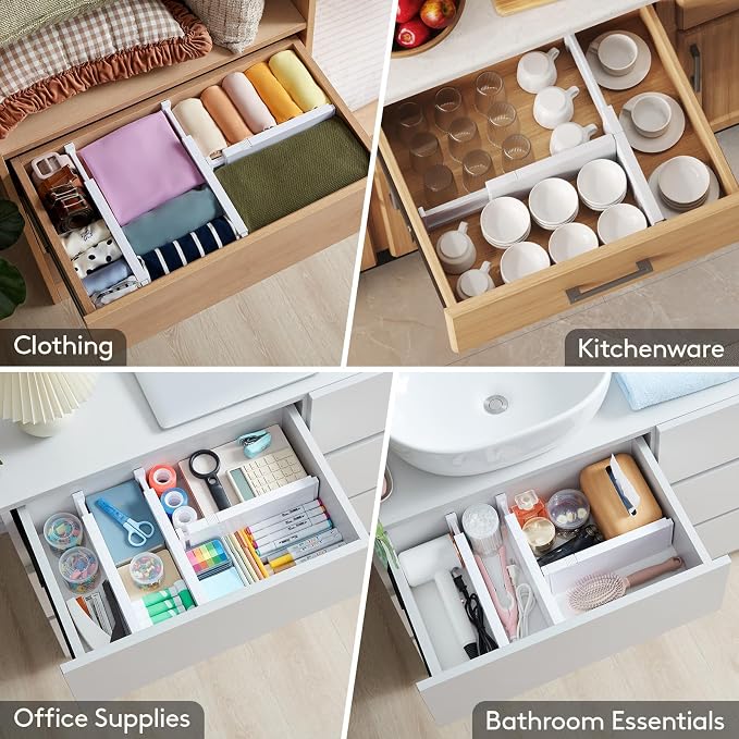Lifewit 12 Pack 4" High Drawer Dividers 28-43.5cm/11-17" Adjustable Drawer - Image 8
