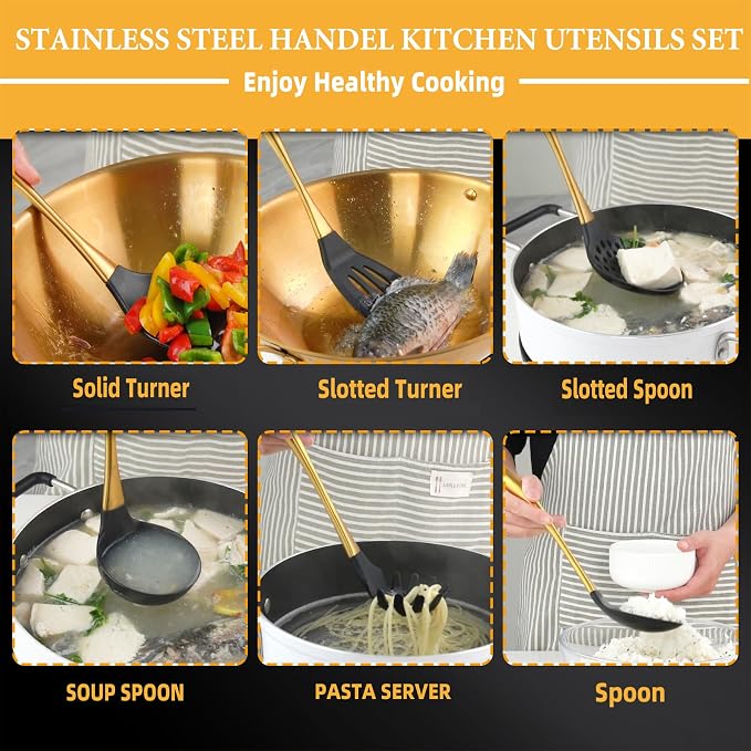 Kitchen Utensils Set, Large Non-stick Silicone Cooking Utensils Set 6 Pcs - Image 3