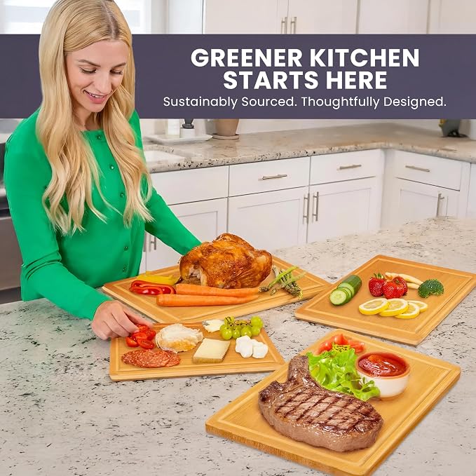 Glue-Free Surface™ 2XL Extra Large Bamboo Cutting Board Set of 4 – Small - Image 4
