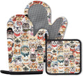 Cute Cat Oven Mitts and Pot Holders Sets 3PCS, Cat Silicone Heat Resistant Oven by Unknown