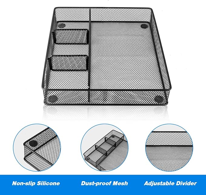 VyGrow Desk Drawer Organizer Tray, Metal Mesh Drawer Organizers Office - Image 3