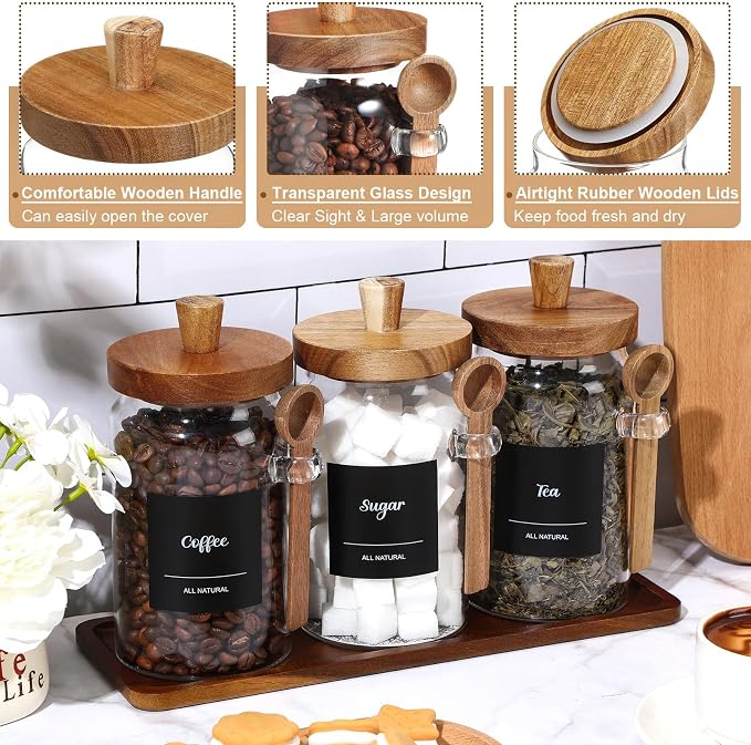 Suclain 3 Pcs Glass Coffee Container - Image 3