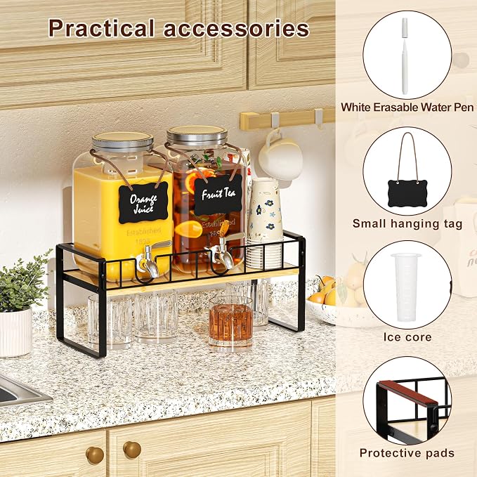 2-pack 1 Gallon Drink Dispenser, Glass Beverage Dispenser - Image 4