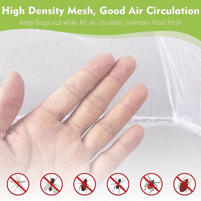 4 Pack Large Mesh Food Covers 17" x 17", Tall White Nylon Food Tents, - Image 4