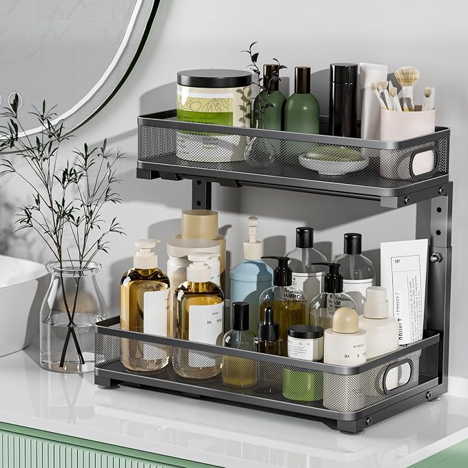 Under Sink Organizer 2 Pack, High Adjustable 2 Tier Under Sink Organizers and - Image 7