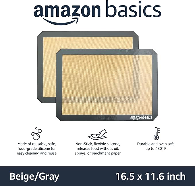Amazon Basics Silicone Rectangular Baking Mat, Dishwasher Safe, Food Safe - Image 2