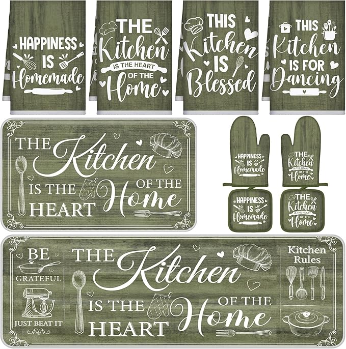 Fourluoo 10 Pcs Farmhouse Kitchen Decor and Accessories Set 4 Kitchen Towels 2 by Fourluoo