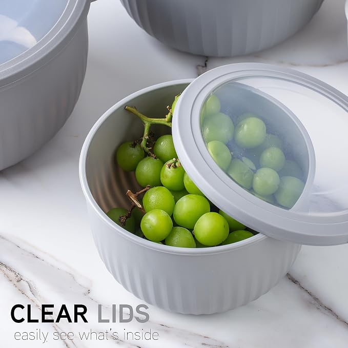 COOK WITH COLOR Prep Bowls with Lids- Wide and Deep Nesting Plastic Small - Image 3