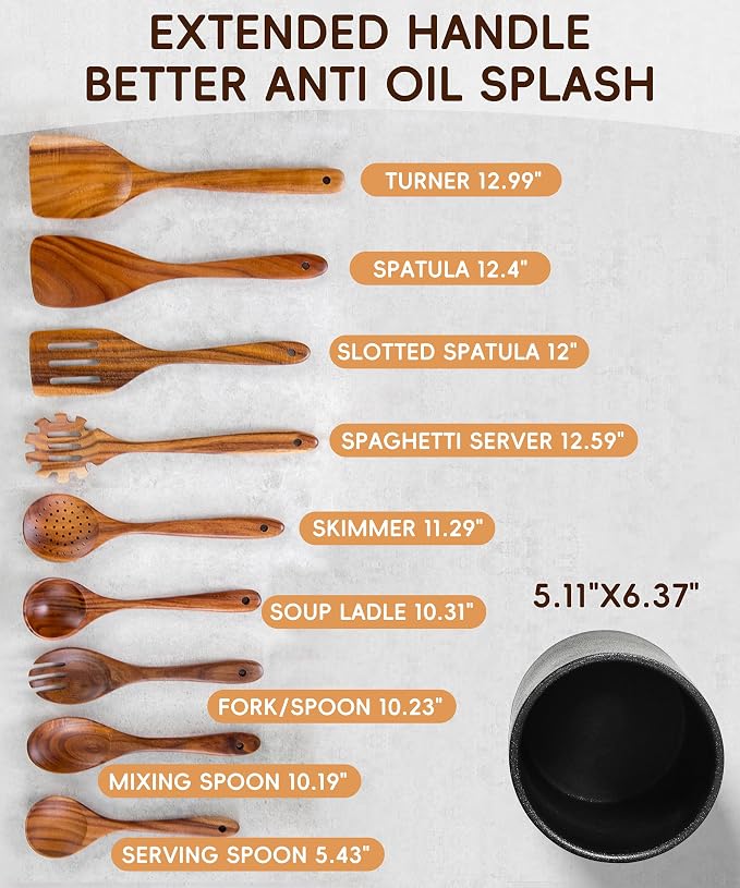Nucookery Wooden Cooking Utensils Set - Image 4