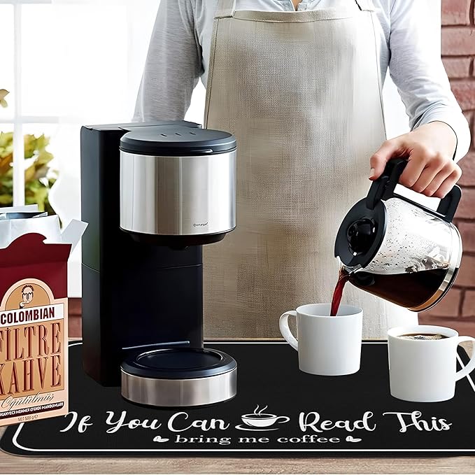 Coffee Bar Mat for Countertops 19inx12in, Absorbent Hide Stain Anti-Slip Cafe - Image 3