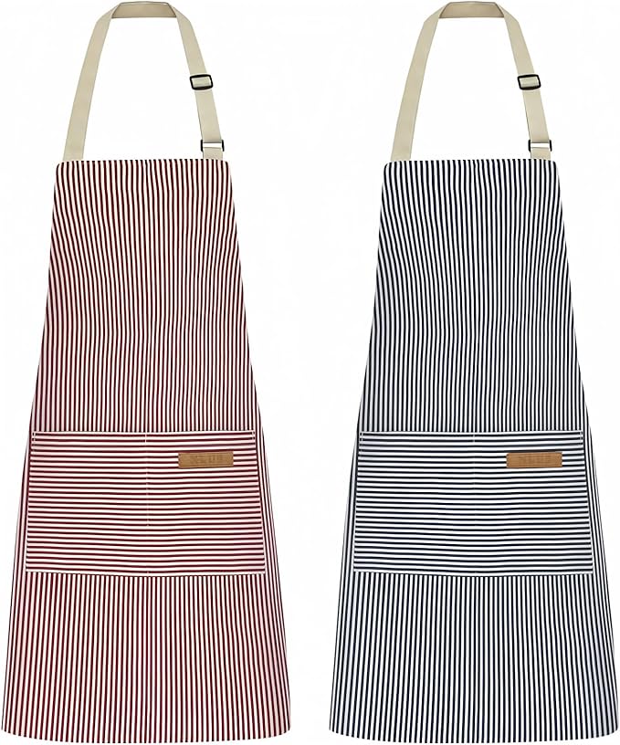 NLUS 2 Pack Kitchen Cooking Aprons, Adjustable Bib Soft Chef Apron by NLUS