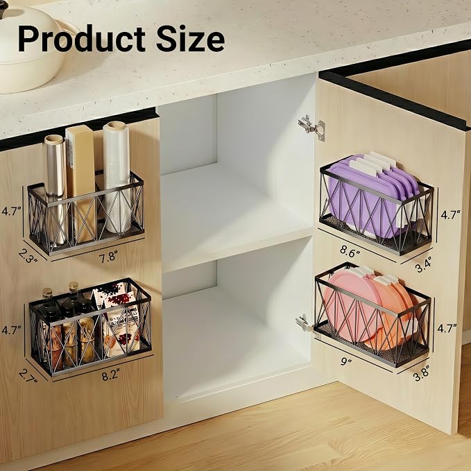 4 Pack Cabinet Door Organizer, Adhesive Inside Cabinet Door Storage - Image 3