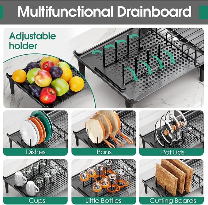Large Extendable Dish Drying Rack, 16.93" to 26.57" Expandable Dish Rack - Image 4