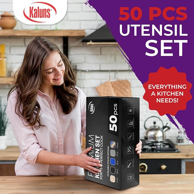 Kaluns 50 PCS Silicone Kitchen Utensils Set Complete Kitchen Set - Image 4