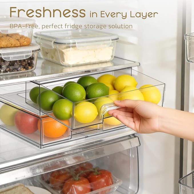 Criusia Stackable Storage Drawers, 6 Pack Clear Plastic Makeup & Bathroom - Image 6