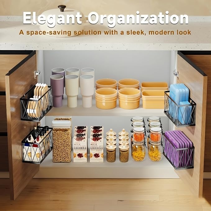 4 Pack Cabinet Door Organizer, Adhesive Inside Cabinet Door Storage - Image 5